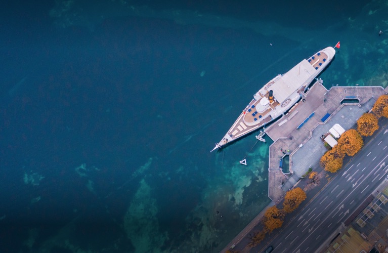 background image of a boat docked